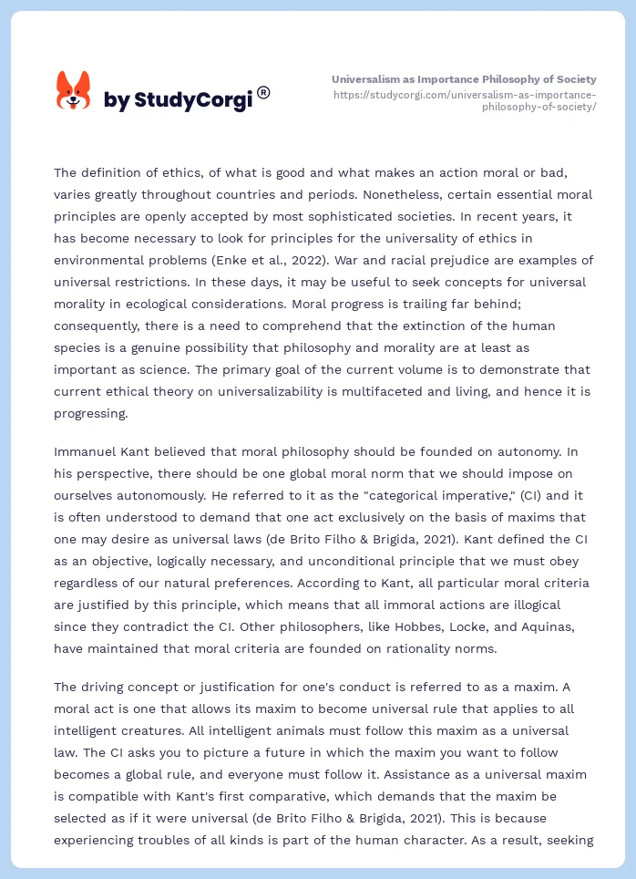 Universalism as Importance Philosophy of Society. Page 2
