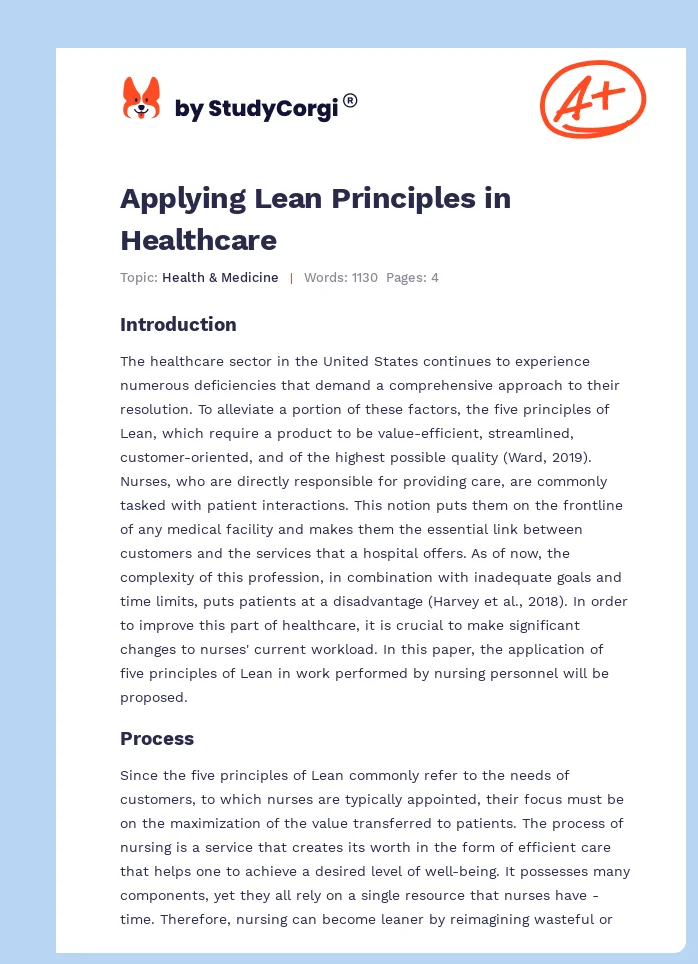 Applying Lean Principles in Healthcare. Page 1