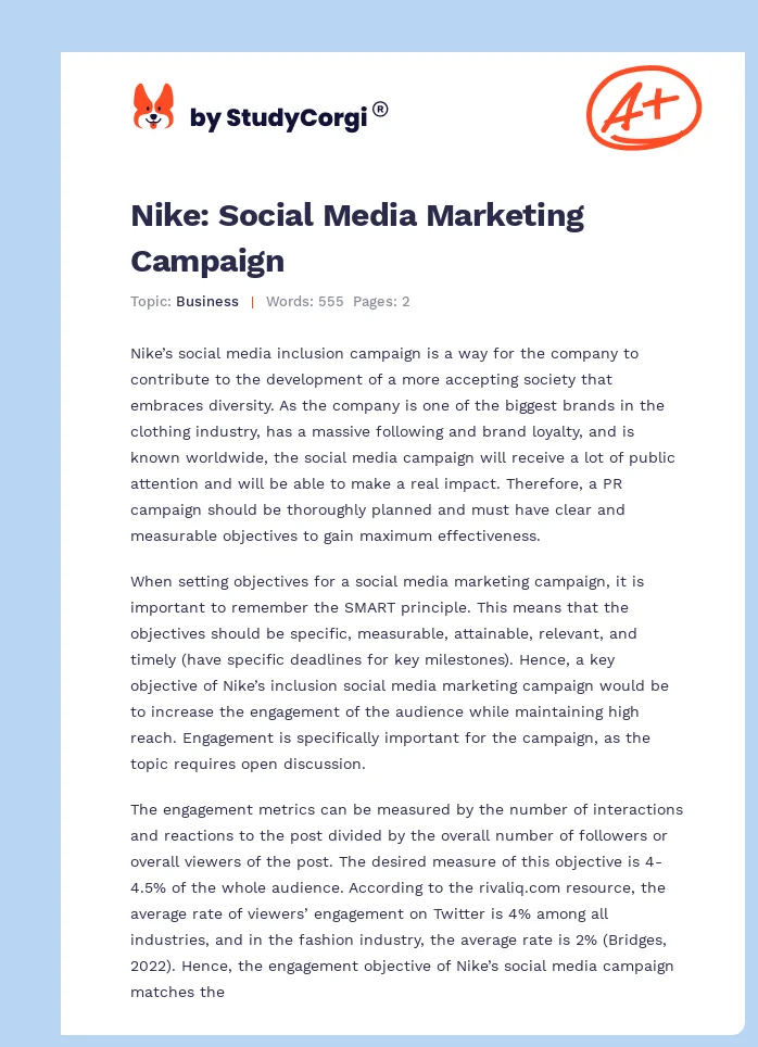 Nike: Social Media Marketing Campaign. Page 1