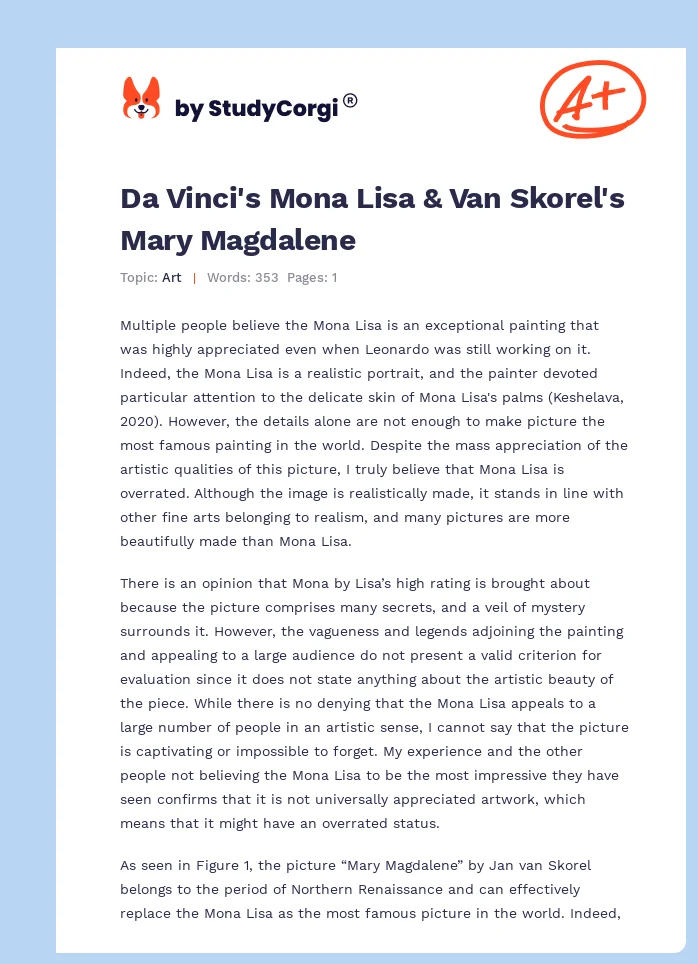 Da Vinci's Mona Lisa & Van Skorel's Mary Magdalene. Page 1