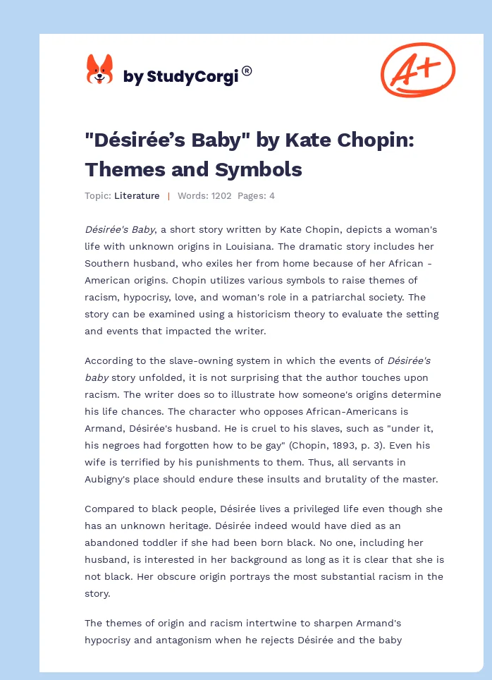"Désirée’s Baby" by Kate Chopin: Themes and Symbols. Page 1