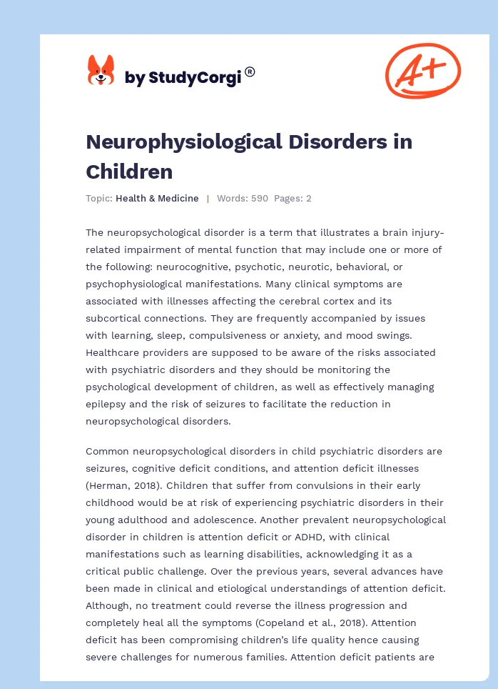 Neurophysiological Disorders in Children. Page 1