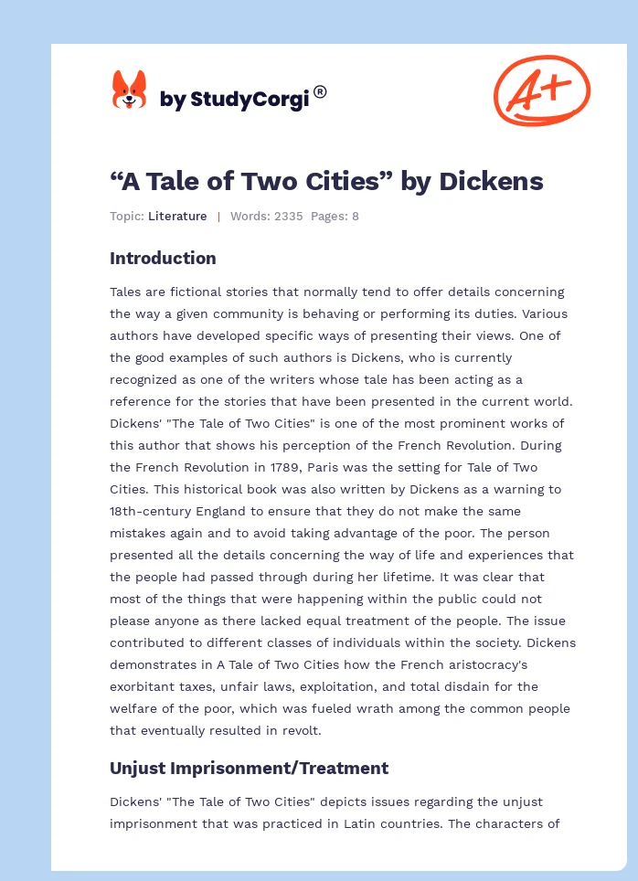 “A Tale of Two Cities” by Dickens. Page 1