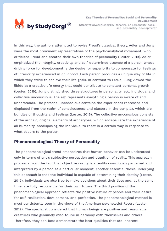 Key Theories of Personality: Social and Personality Development. Page 2