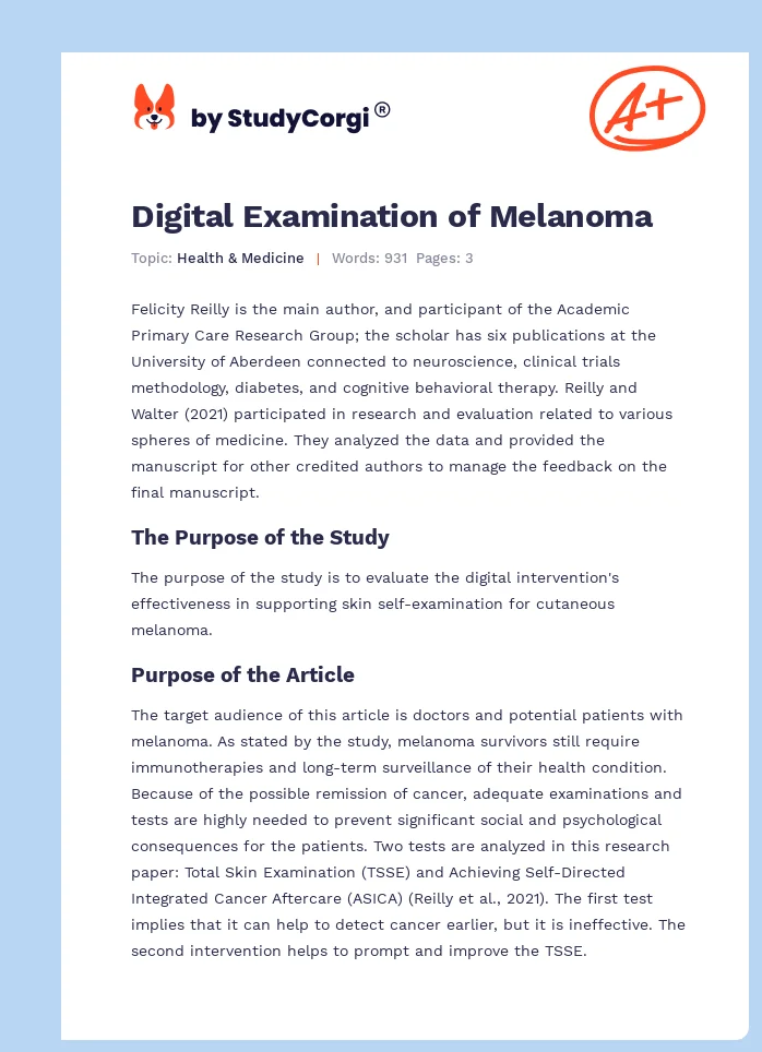 Digital Examination of Melanoma. Page 1