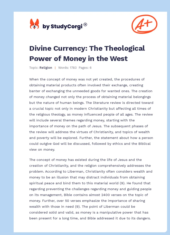 Divine Currency: The Theological Power of Money in the West. Page 1