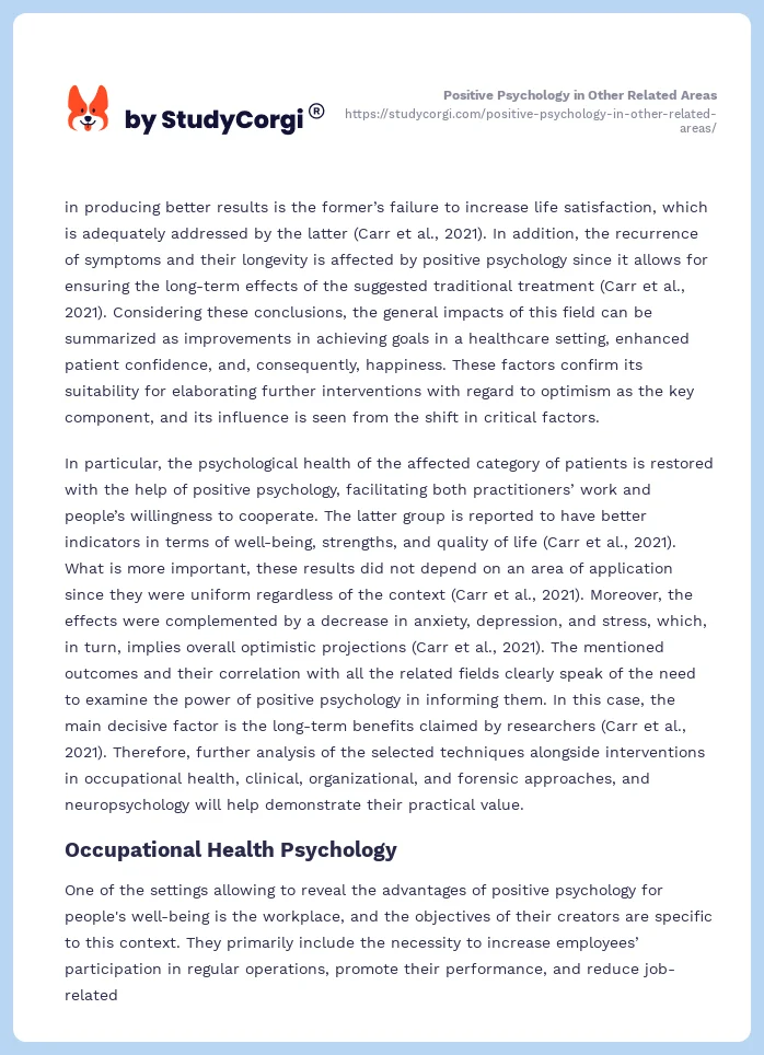 Positive Psychology in Other Related Areas. Page 2