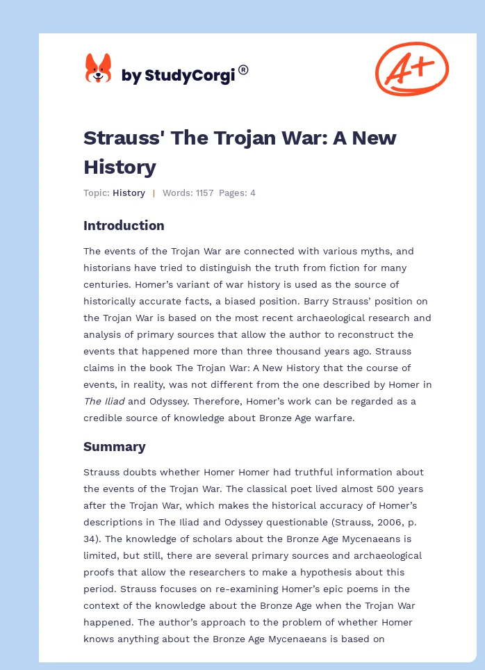 Strauss' The Trojan War: A New History. Page 1