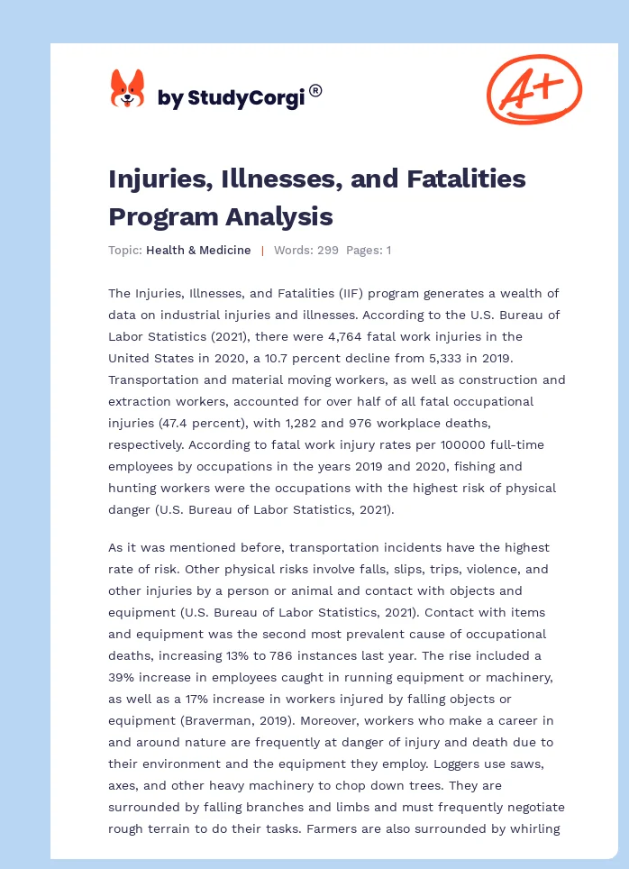 Injuries, Illnesses, and Fatalities Program Analysis. Page 1