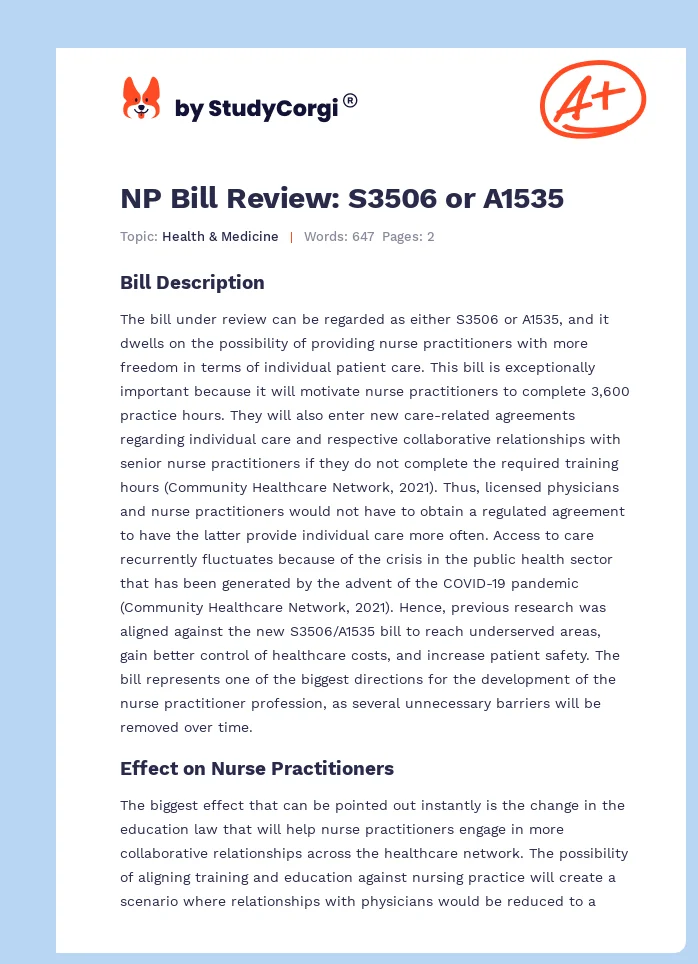 NP Bill Review: S3506 or A1535. Page 1