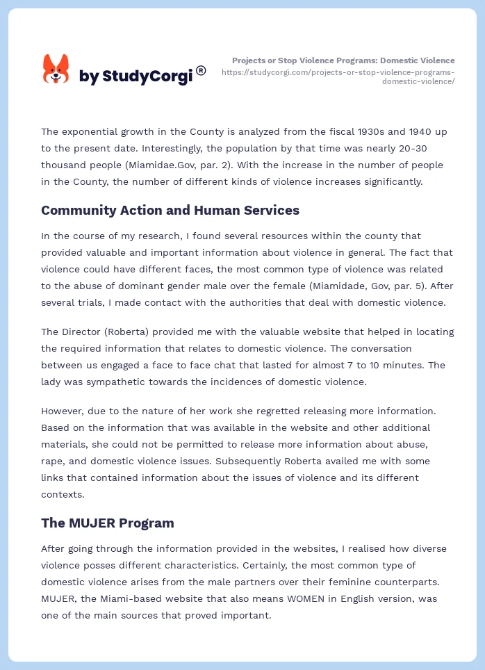 Projects or Stop Violence Programs: Domestic Violence. Page 2