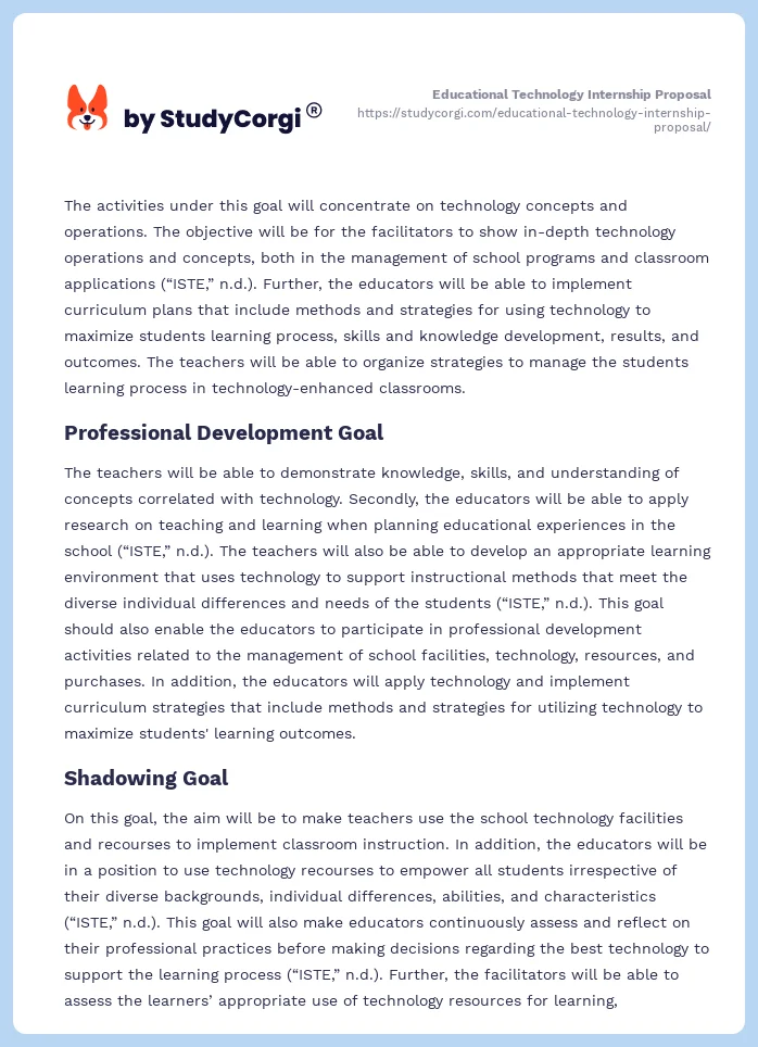 Educational Technology Internship Proposal. Page 2