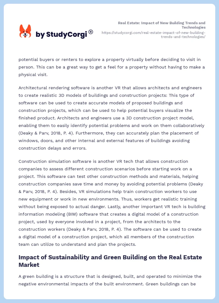 Real Estate: Impact of New Building Trends and Technologies. Page 2