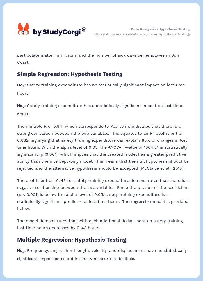 Data Analysis in Hypothesis Testing. Page 2
