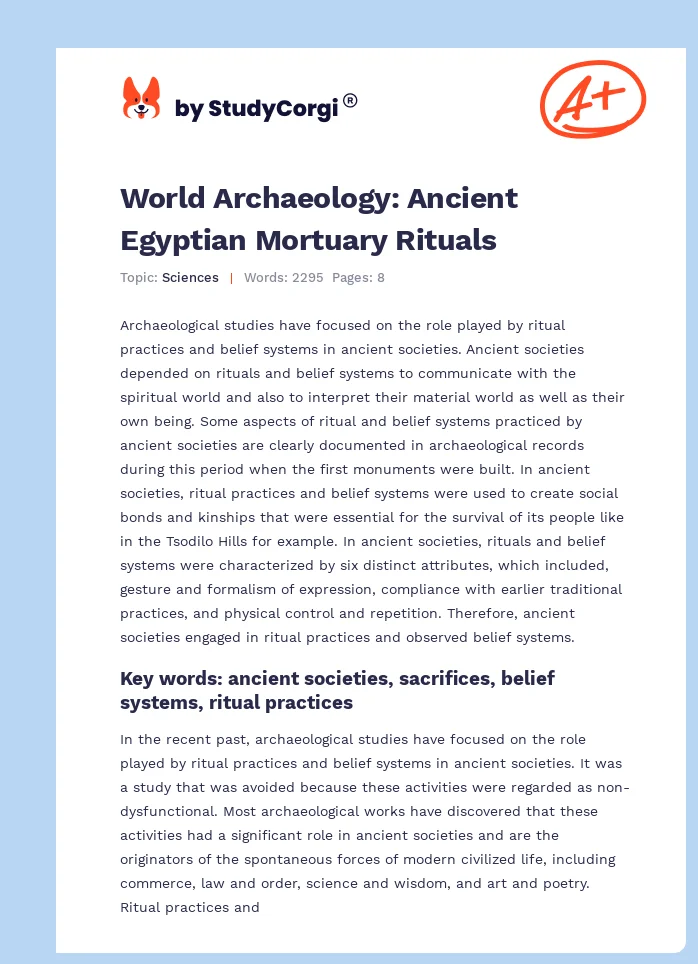World Archaeology: Ancient Egyptian Mortuary Rituals. Page 1