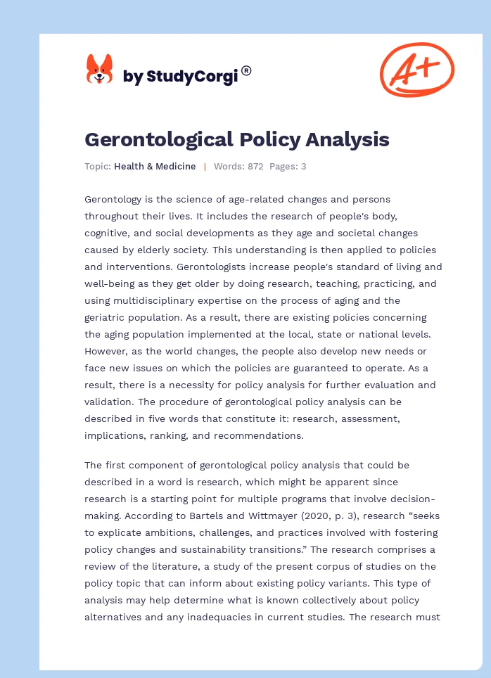 Gerontological Policy Analysis. Page 1