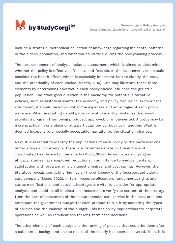 Gerontological Policy Analysis. Page 2