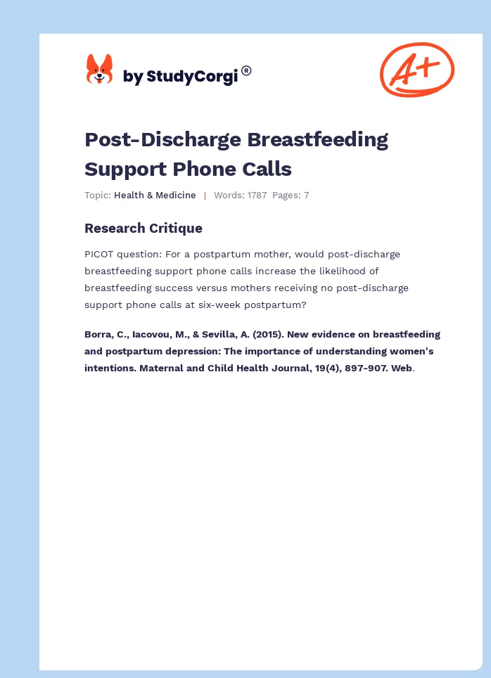 Post-Discharge Breastfeeding Support Phone Calls. Page 1