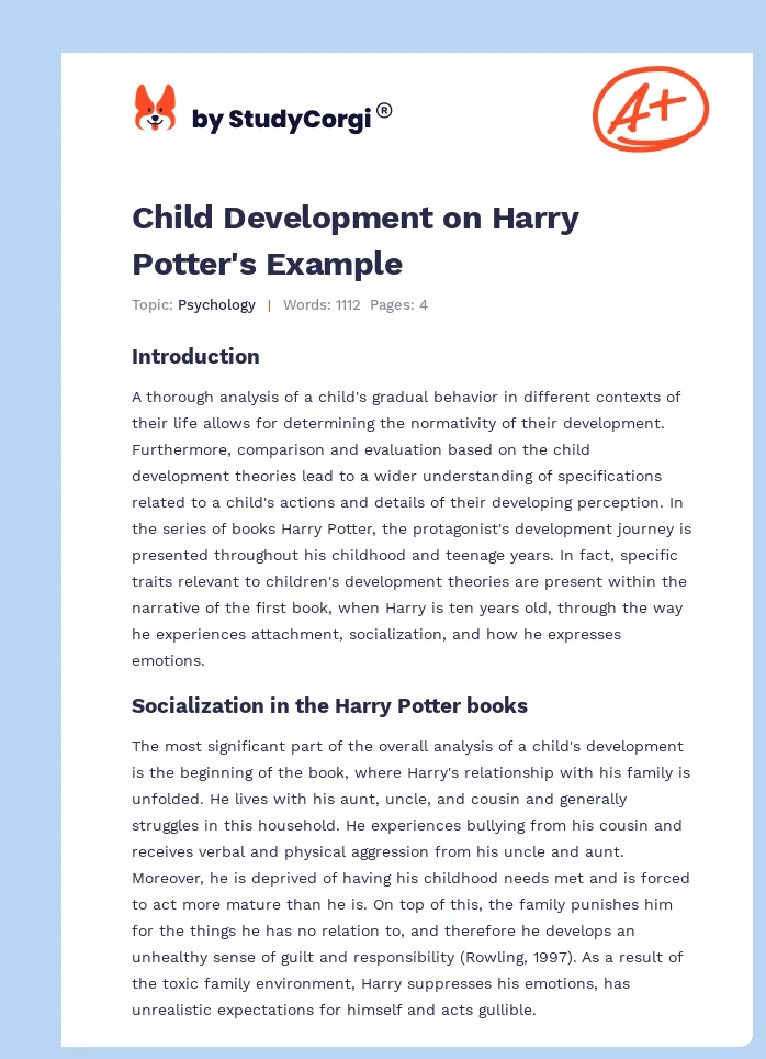 Child Development on Harry Potter's Example. Page 1