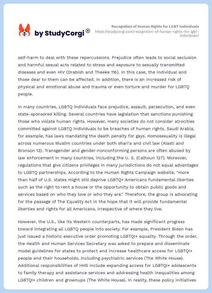 Recognition of Human Rights for LGBT Individuals. Page 2