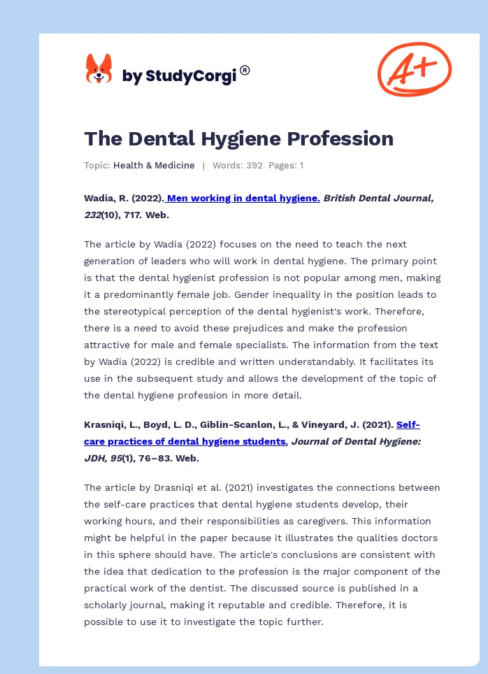 The Dental Hygiene Profession. Page 1