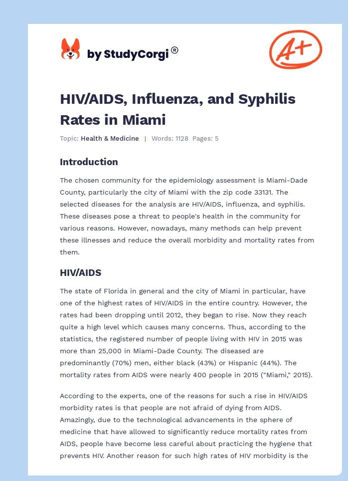 HIV/AIDS, Influenza, and Syphilis Rates in Miami. Page 1