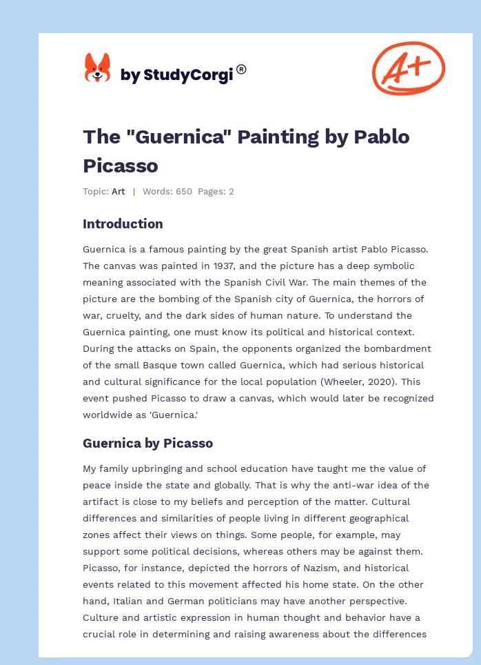 The "Guernica" Painting by Pablo Picasso. Page 1