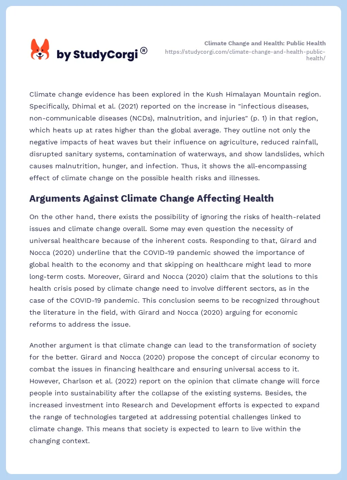 Climate Change and Health: Public Health. Page 2