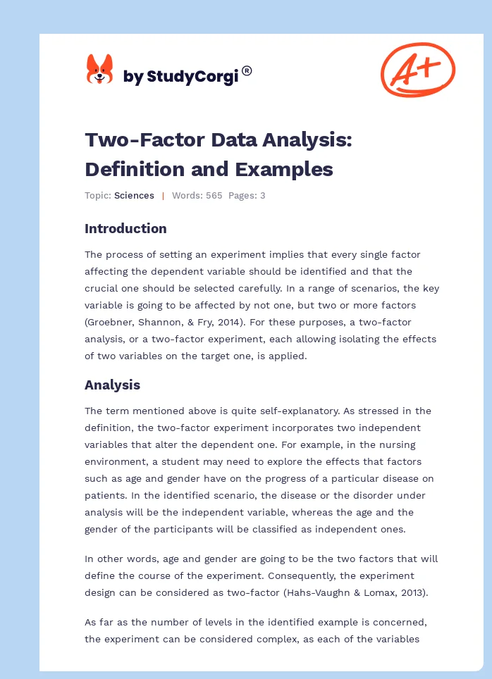 Two-Factor Data Analysis: Definition and Examples. Page 1