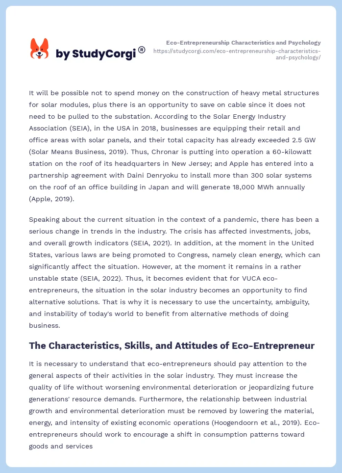 Eco-Entrepreneurship Characteristics and Psychology. Page 2