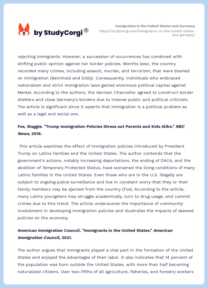 Immigration in the United States and Germany. Page 2