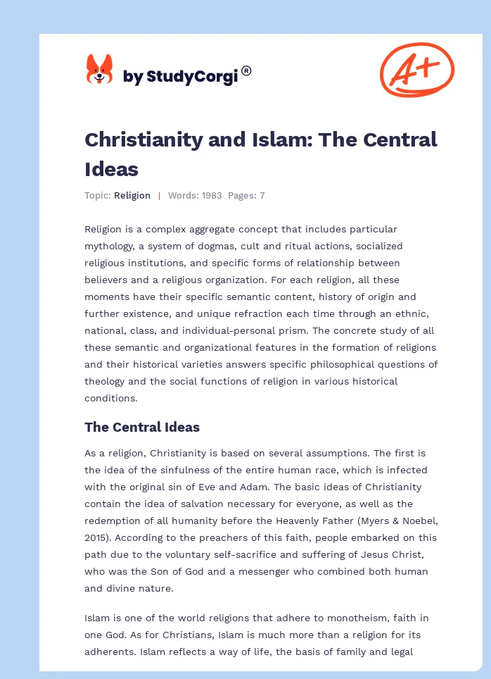 Christianity and Islam: The Central Ideas. Page 1