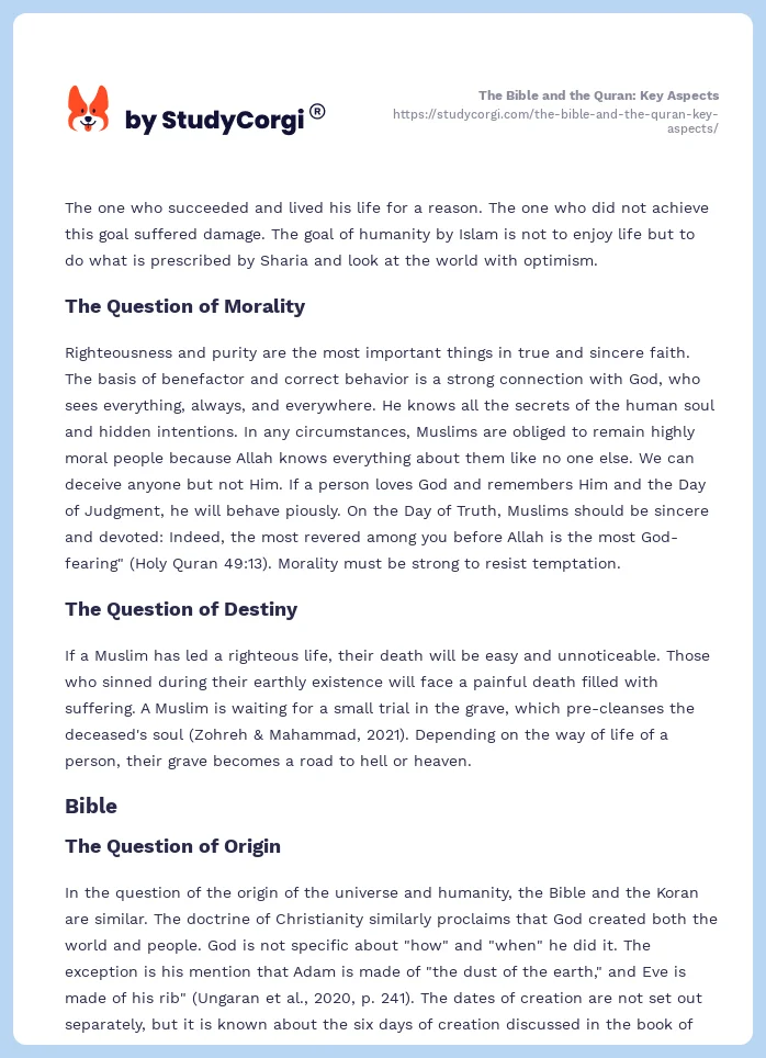 The Bible and the Quran: Key Aspects. Page 2