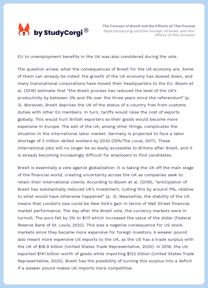 The Concept of Brexit and the Effects of This Process. Page 2