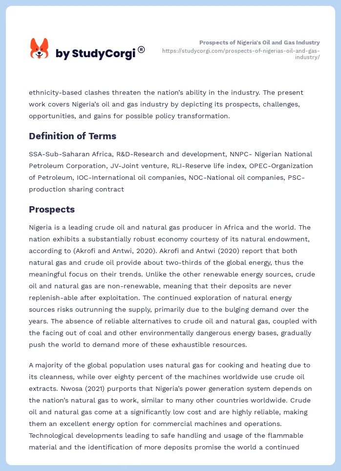 Prospects of Nigeria's Oil and Gas Industry. Page 2