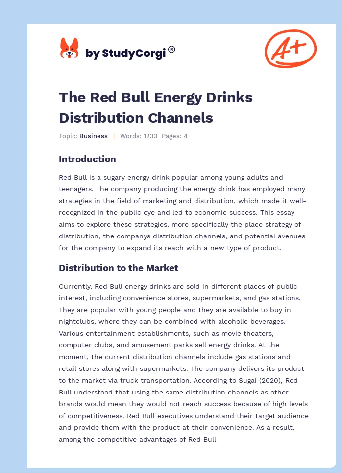 The Red Bull Energy Drinks Distribution Channels. Page 1