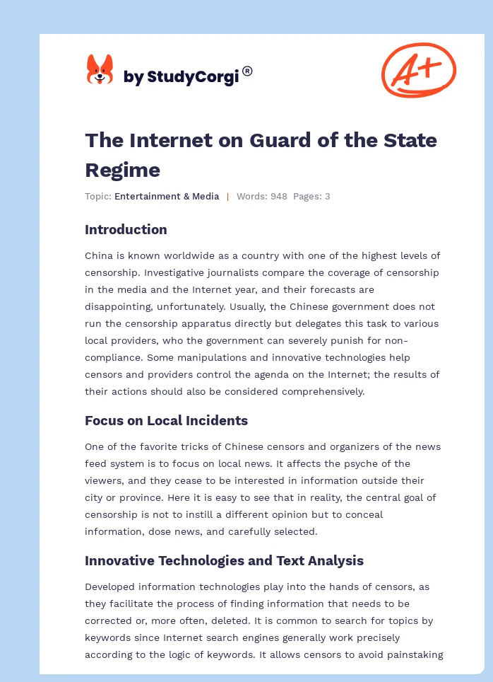 The Internet on Guard of the State Regime. Page 1