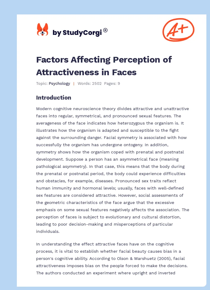 Factors Affecting Perception of Attractiveness in Faces. Page 1