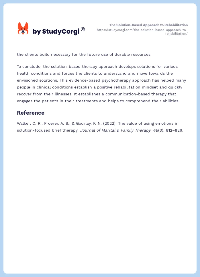 The Solution-Based Approach to Rehabilitation. Page 2