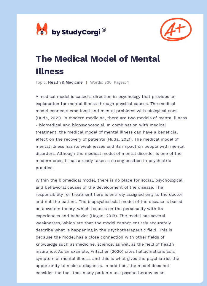 The Medical Model of Mental Illness. Page 1