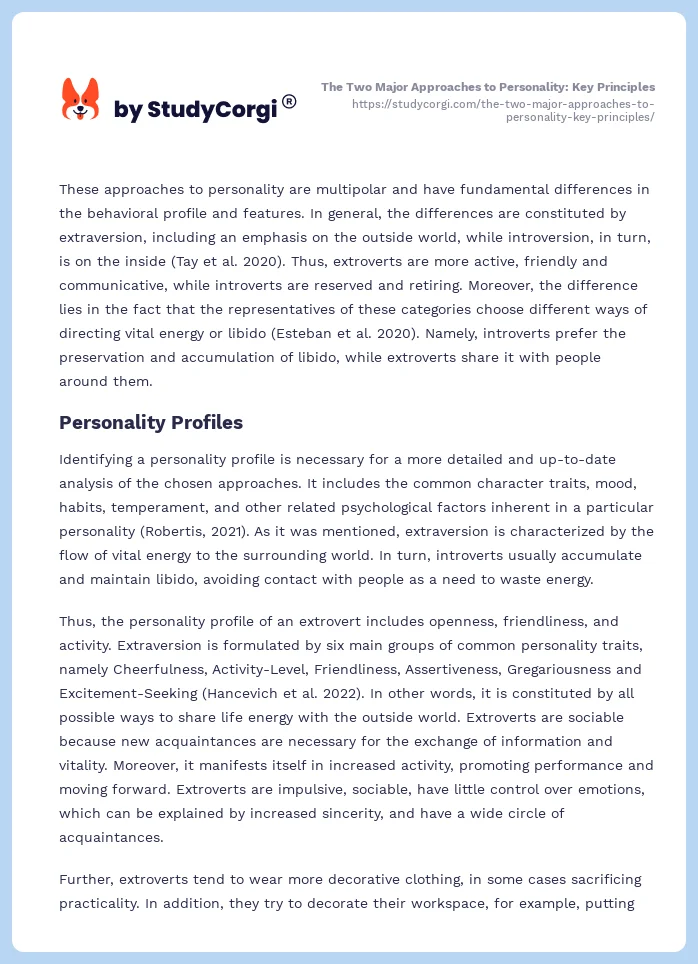 The Two Major Approaches to Personality: Key Principles. Page 2