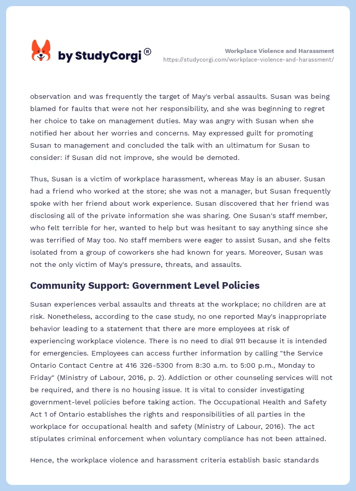 Workplace Violence and Harassment. Page 2