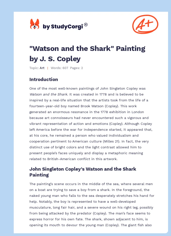 "Watson and the Shark" Painting by J. S. Copley. Page 1
