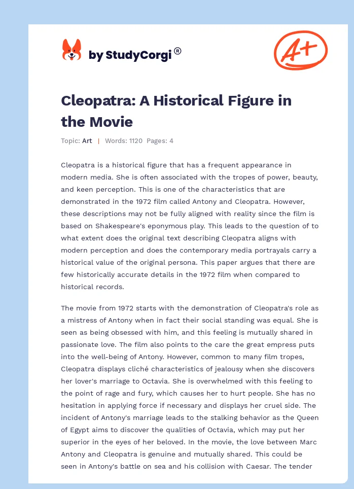 Cleopatra: A Historical Figure in the Movie. Page 1