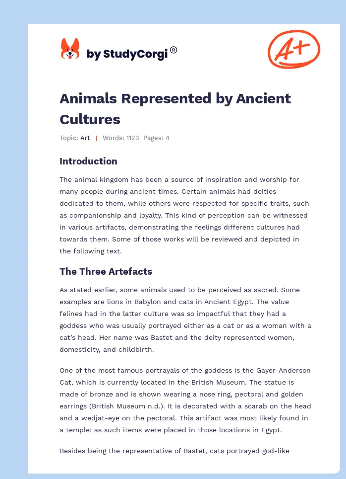 Animals Represented by Ancient Cultures. Page 1