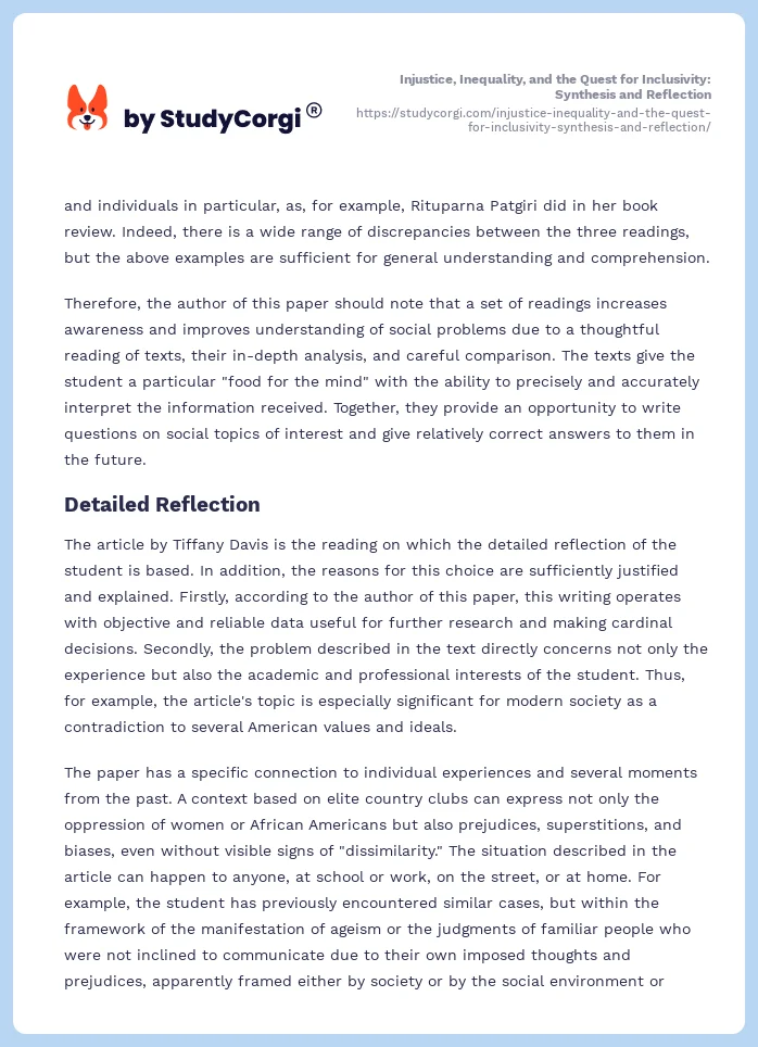 Injustice, Inequality, and the Quest for Inclusivity: Synthesis and Reflection. Page 2