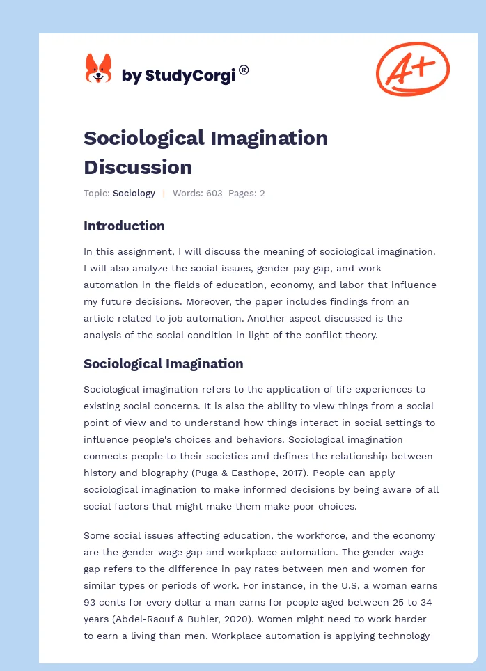Sociological Imagination Discussion. Page 1
