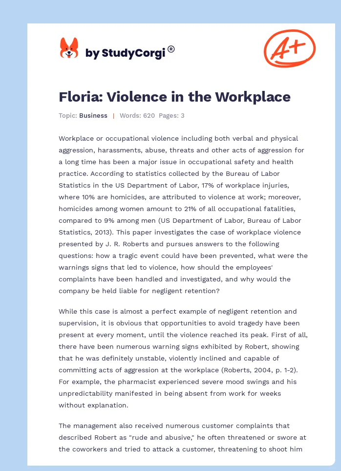 Floria: Violence in the Workplace. Page 1