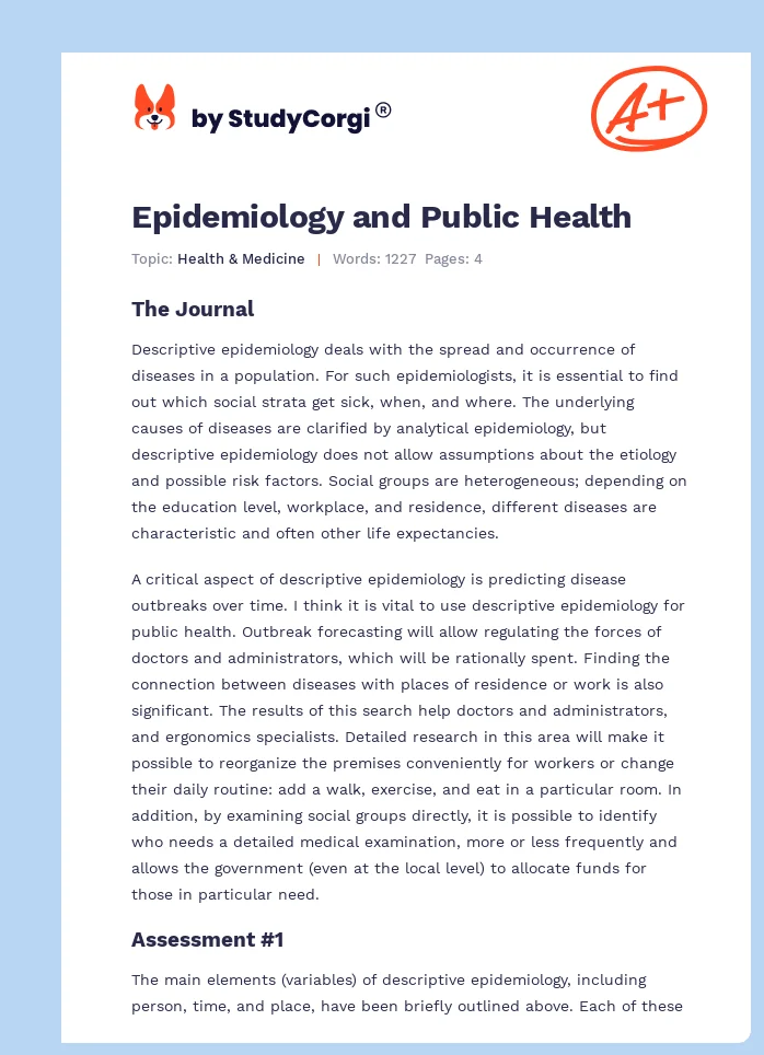 Epidemiology and Public Health. Page 1