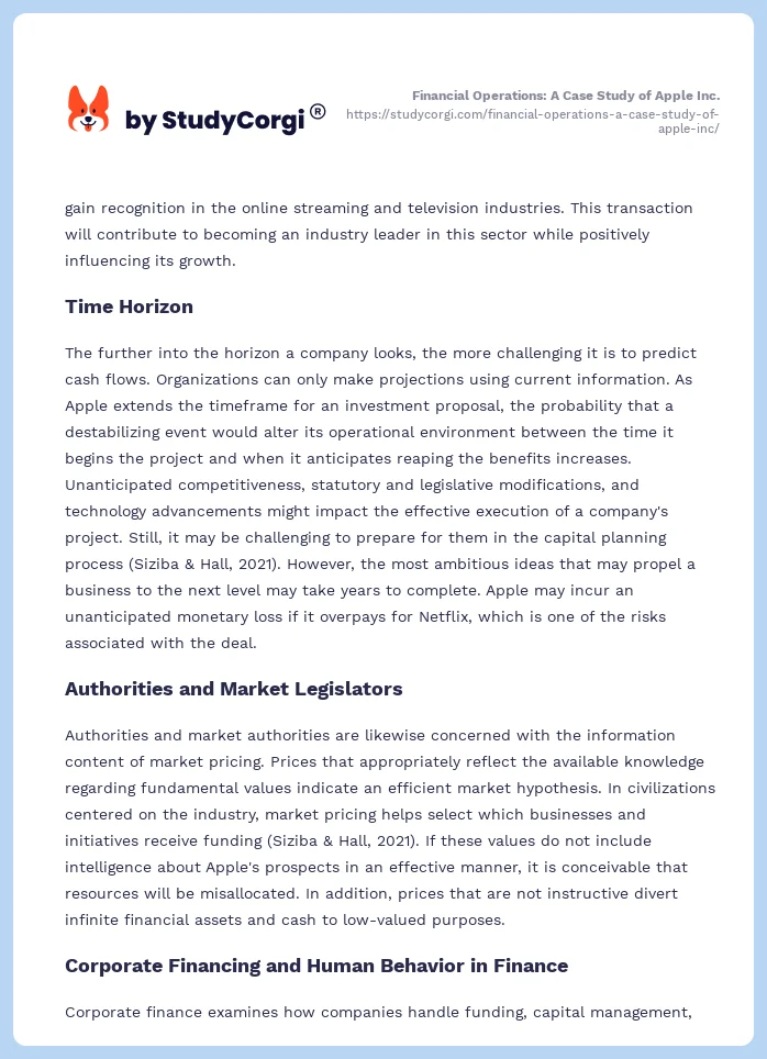 Financial Operations: A Case Study of Apple Inc.. Page 2